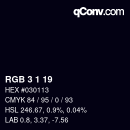 Color code: RGB 3 1 19 | qconv.com