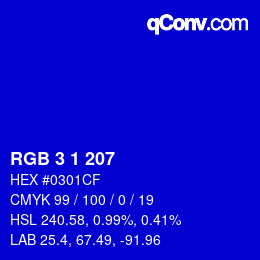 Color code: RGB 3 1 207 | qconv.com