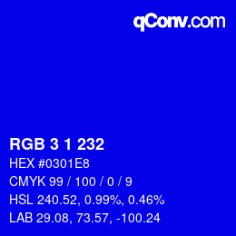 Color code: RGB 3 1 232 | qconv.com