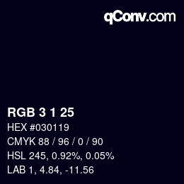 Color code: RGB 3 1 25 | qconv.com