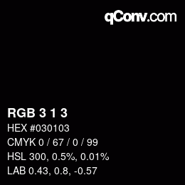 カラーコード: RGB 3 1 3 | qconv.com