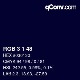 Color code: RGB 3 1 48 | qconv.com