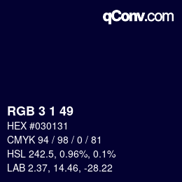カラーコード: RGB 3 1 49 | qconv.com