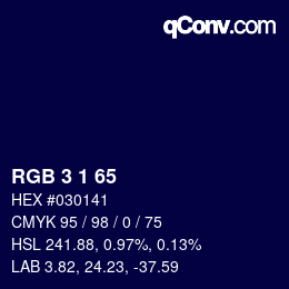 颜色代码: RGB 3 1 65 | qconv.com