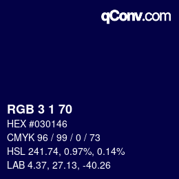 カラーコード: RGB 3 1 70 | qconv.com