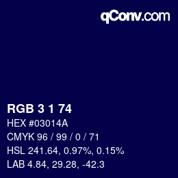 カラーコード: RGB 3 1 74 | qconv.com