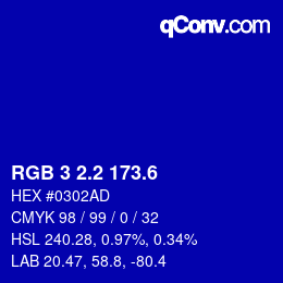 カラーコード: RGB 3 2.2 173.6 | qconv.com