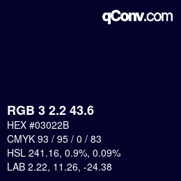 カラーコード: RGB 3 2.2 43.6 | qconv.com