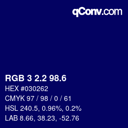 カラーコード: RGB 3 2.2 98.6 | qconv.com