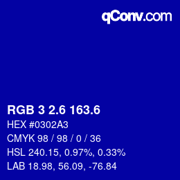 カラーコード: RGB 3 2.6 163.6 | qconv.com