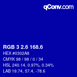 カラーコード: RGB 3 2.6 168.6 | qconv.com