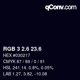 カラーコード: RGB 3 2.6 23.6 | qconv.com