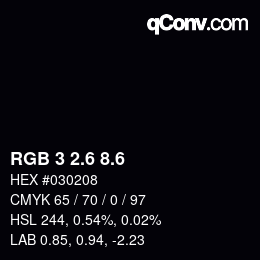 カラーコード: RGB 3 2.6 8.6 | qconv.com
