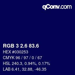 カラーコード: RGB 3 2.6 83.6 | qconv.com
