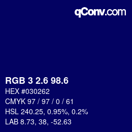 カラーコード: RGB 3 2.6 98.6 | qconv.com