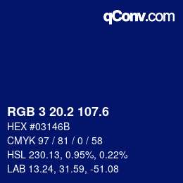 カラーコード: RGB 3 20.2 107.6 | qconv.com