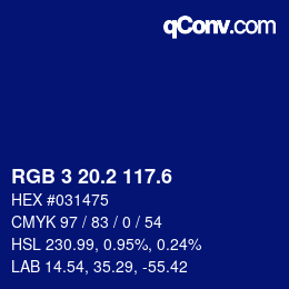 カラーコード: RGB 3 20.2 117.6 | qconv.com