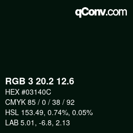 カラーコード: RGB 3 20.2 12.6 | qconv.com