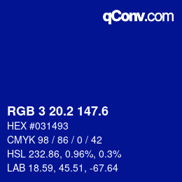 カラーコード: RGB 3 20.2 147.6 | qconv.com