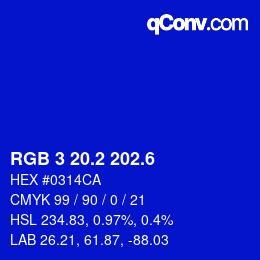 カラーコード: RGB 3 20.2 202.6 | qconv.com