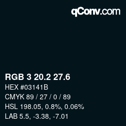カラーコード: RGB 3 20.2 27.6 | qconv.com