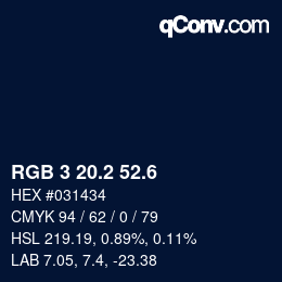 カラーコード: RGB 3 20.2 52.6 | qconv.com