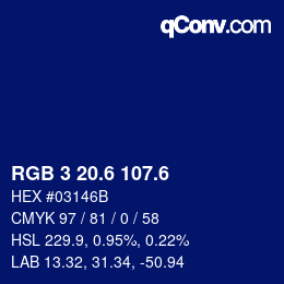カラーコード: RGB 3 20.6 107.6 | qconv.com