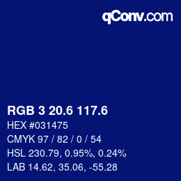 カラーコード: RGB 3 20.6 117.6 | qconv.com