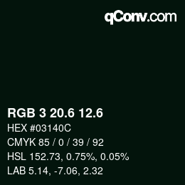 カラーコード: RGB 3 20.6 12.6 | qconv.com