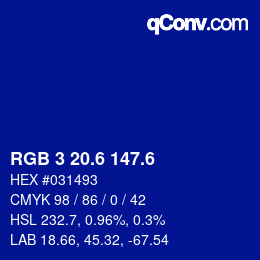 カラーコード: RGB 3 20.6 147.6 | qconv.com