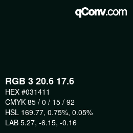 カラーコード: RGB 3 20.6 17.6 | qconv.com