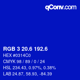 カラーコード: RGB 3 20.6 192.6 | qconv.com