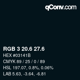 カラーコード: RGB 3 20.6 27.6 | qconv.com