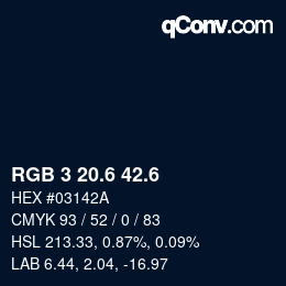 カラーコード: RGB 3 20.6 42.6 | qconv.com