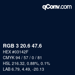 カラーコード: RGB 3 20.6 47.6 | qconv.com