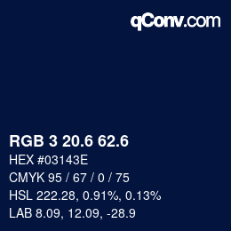 カラーコード: RGB 3 20.6 62.6 | qconv.com