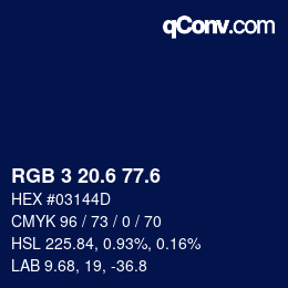 カラーコード: RGB 3 20.6 77.6 | qconv.com