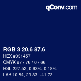 カラーコード: RGB 3 20.6 87.6 | qconv.com
