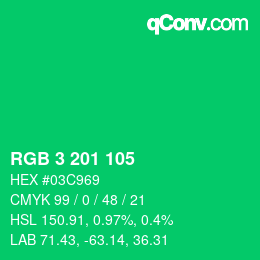 颜色代码: RGB 3 201 105 | qconv.com