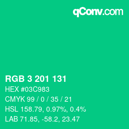 Color code: RGB 3 201 131 | qconv.com
