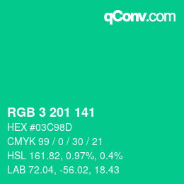 Color code: RGB 3 201 141 | qconv.com