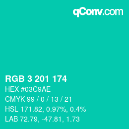 Color code: RGB 3 201 174 | qconv.com