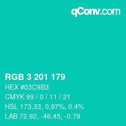 Color code: RGB 3 201 179 | qconv.com