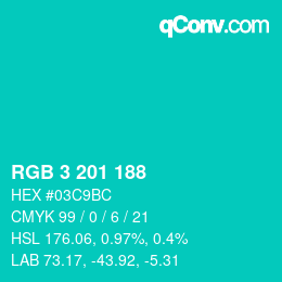 Color code: RGB 3 201 188 | qconv.com