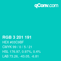 Color code: RGB 3 201 191 | qconv.com