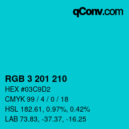 Color code: RGB 3 201 210 | qconv.com