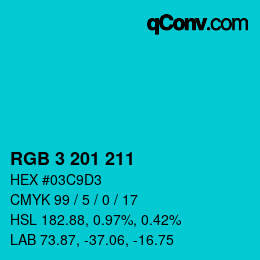 Color code: RGB 3 201 211 | qconv.com