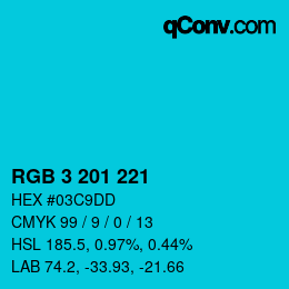 Color code: RGB 3 201 221 | qconv.com