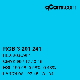 Color code: RGB 3 201 241 | qconv.com