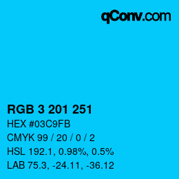 Color code: RGB 3 201 251 | qconv.com